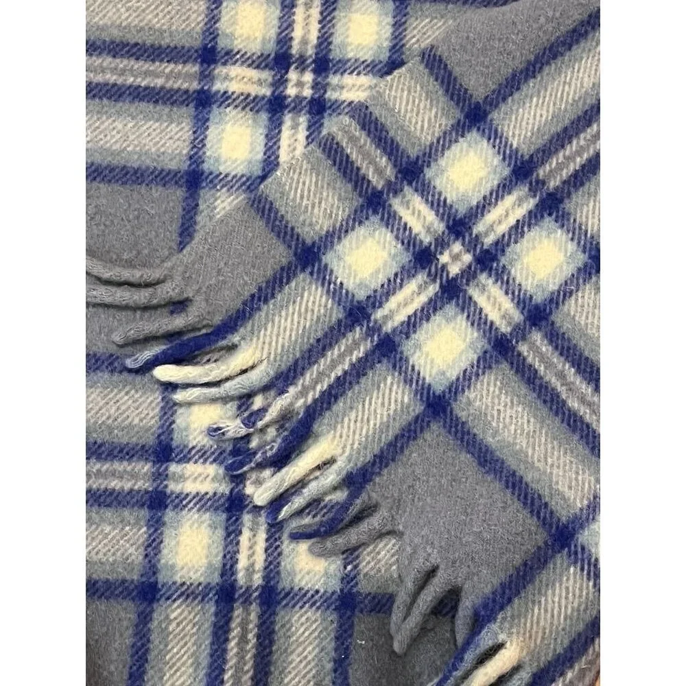 Vintage Curvon Royal Tartan Fringe Blanket Wool Stadium Throw Retro Cozy Classic